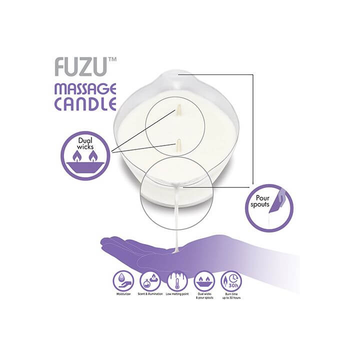 Fuzu Massage Candle - Lavender Mist specifications  - DeeVa - by The Bigger O online sex shop. USA, Canada and UK shipping available.