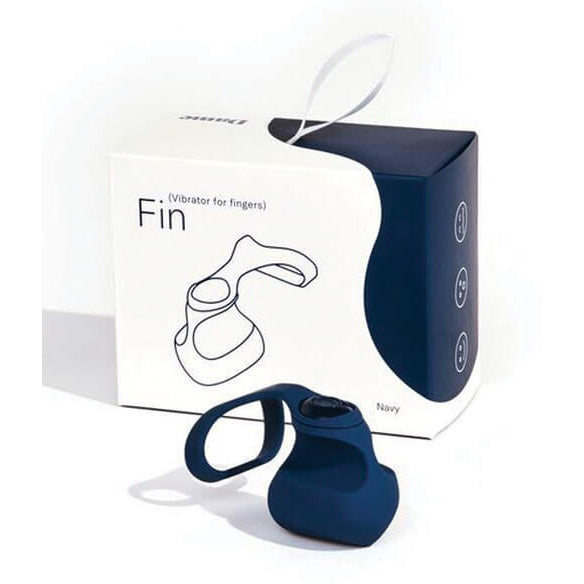 Dame Fin Finger Vibrator in Navy color - by The Bigger O - online sex toy shop USA, Canada & UK shipping available