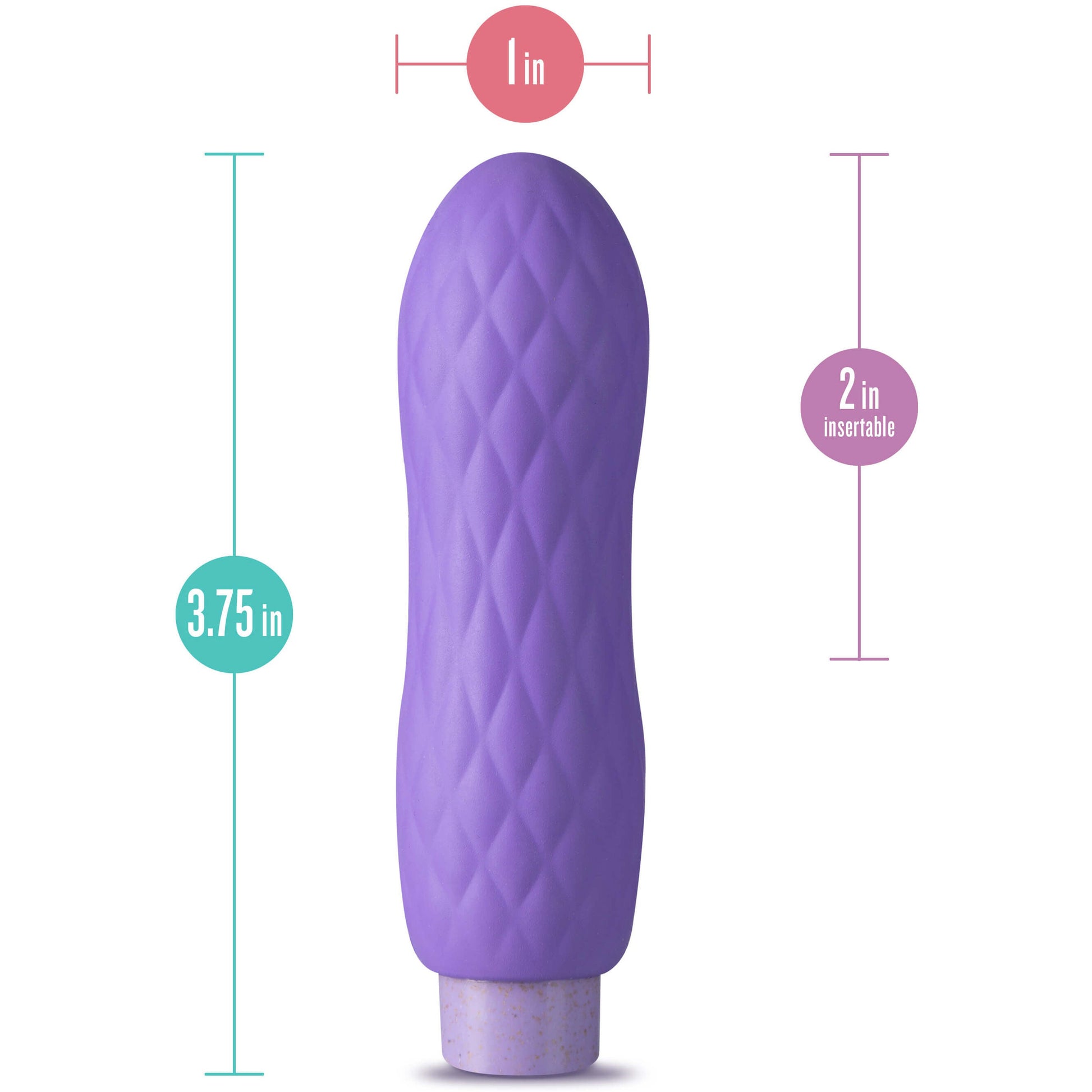 Blush Gaia Eco Bliss measurements - by The Bigger O online sex toy shop. USA, Canada and UK shipping available.