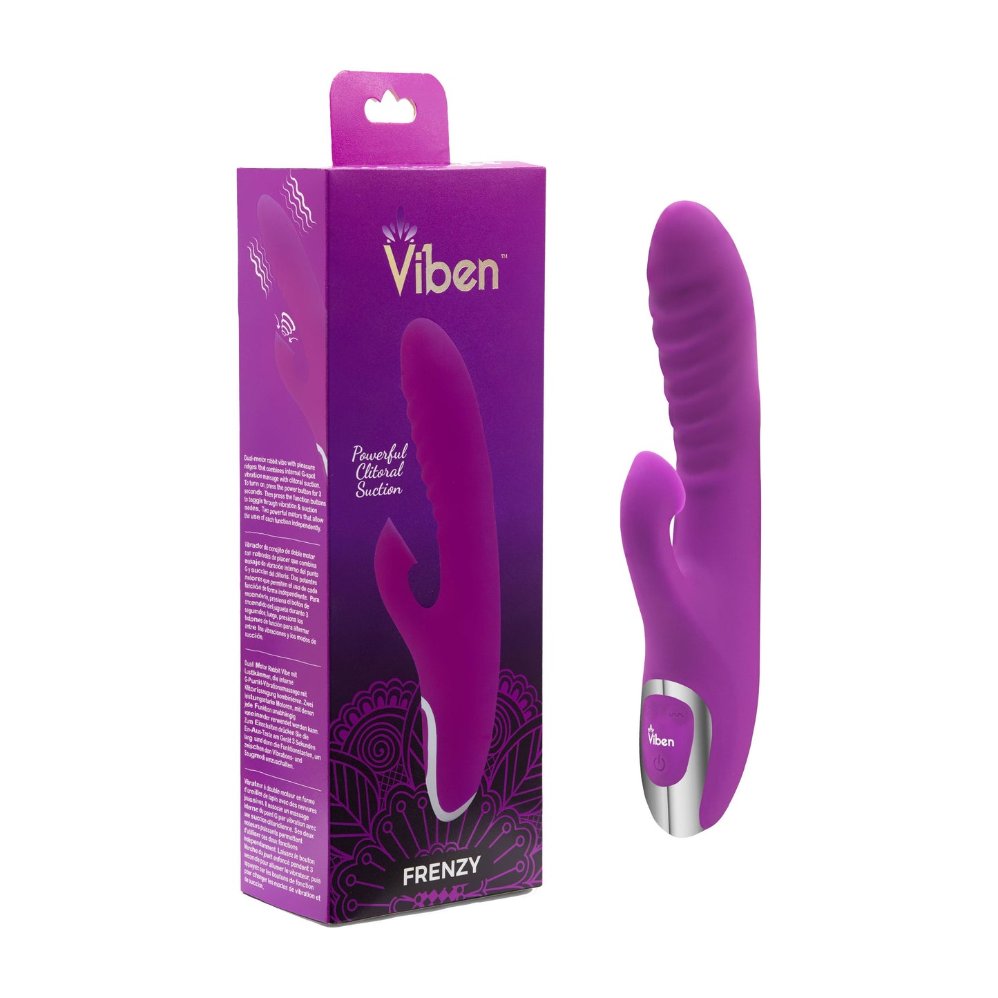 Frenzy Rabbit Vibrator with Clitoral Suction by Viben - The Bigger O - online sex toy shop USA, Canada & UK shipping available