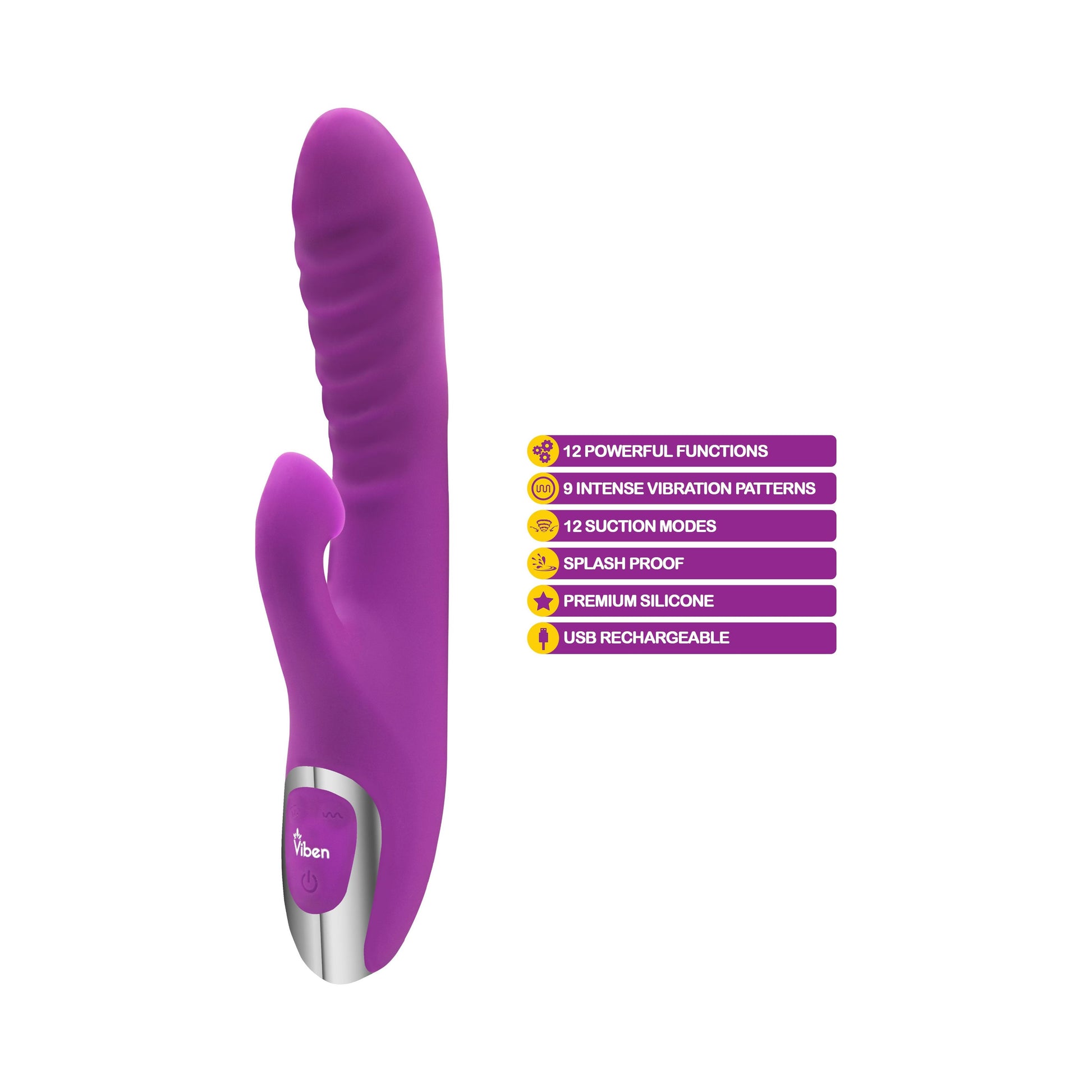 Frenzy Rabbit Vibrator with Clitoral Suction by Viben - The Bigger O - online sex toy shop USA, Canada & UK shipping available