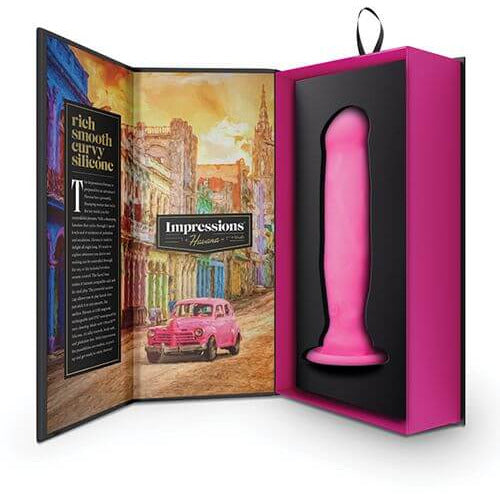 Impressions Havana Pink Dildo packaging - Blush Novelites - by The Bigger O online sex toy shop USA, Canada and UK Shipping available.