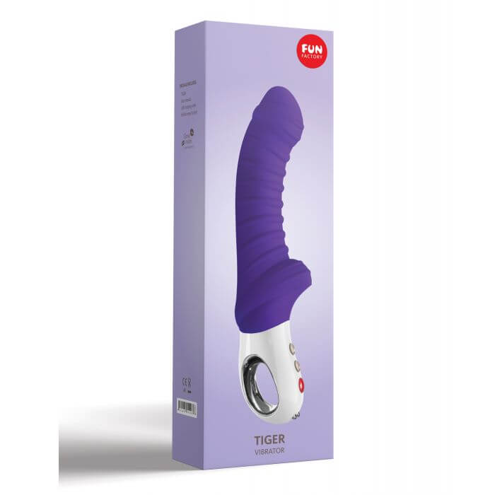 Fun Factory Tiger G5 G-Spot Vibrator in purple package  - by The Bigger O online sex shop. USA, Canada and UK shipping available.