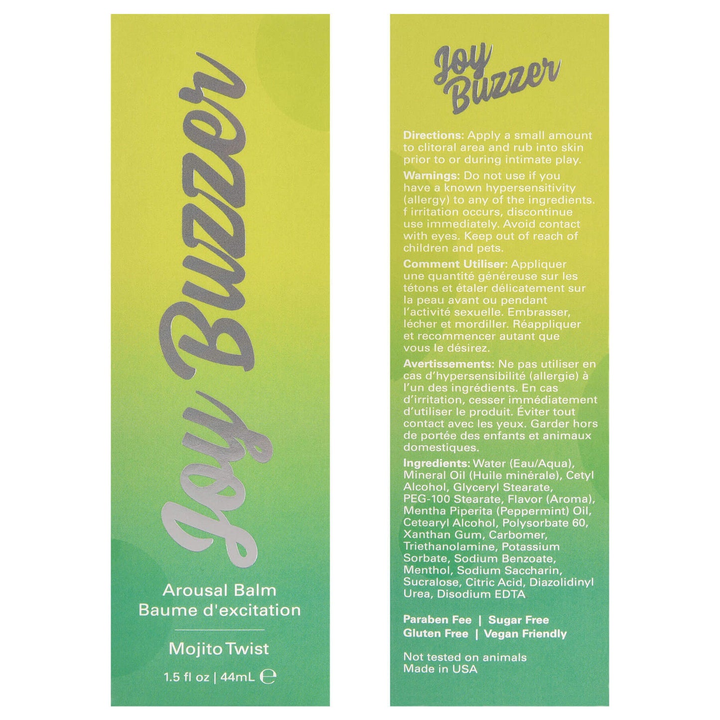 Package of Jelique Joy Buzzer Lotion - Mojito Twist - The Bigger O - online sex toy shop USA, Canada & UK shipping available