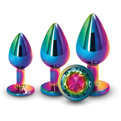 Rear Assets Rainbow Gem Anal Plug Kit - NS Novelties - by The Bigger O online sex shop. USA, Canada and UK shipping available.