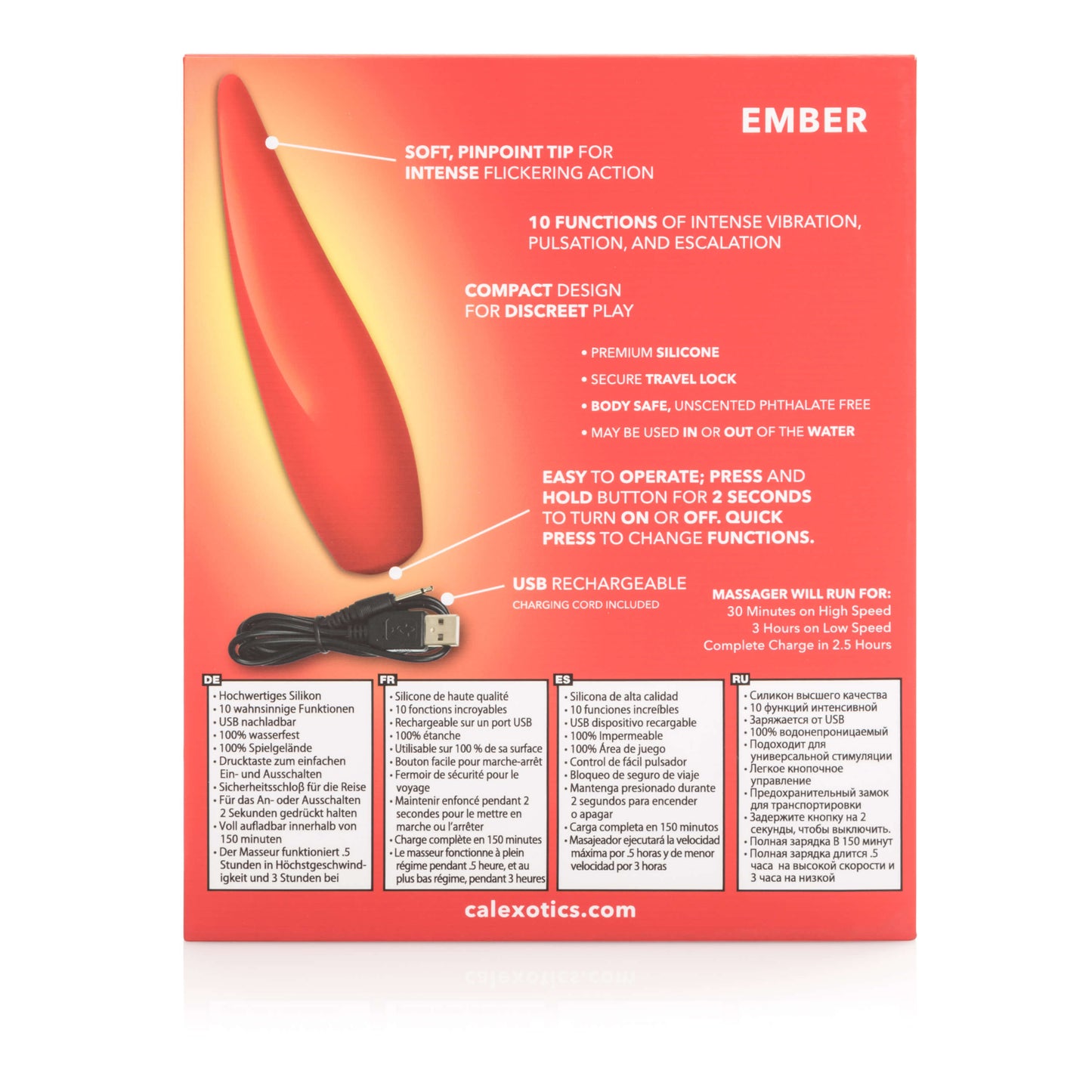 Red Hot Ember packaging- CalExotics - by The Bigger O an online sex toy shop. We ship to USA, Canada and the UK.