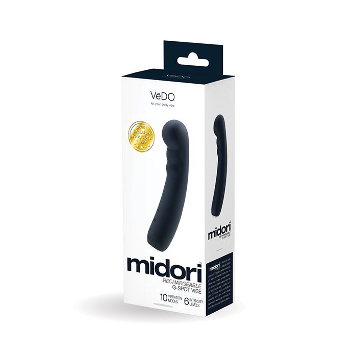 Midori Rechargeable G Spot Vibe in just black  package - VeDO - by The Bigger O online sex shop. USA, Canada and UK shipping available.