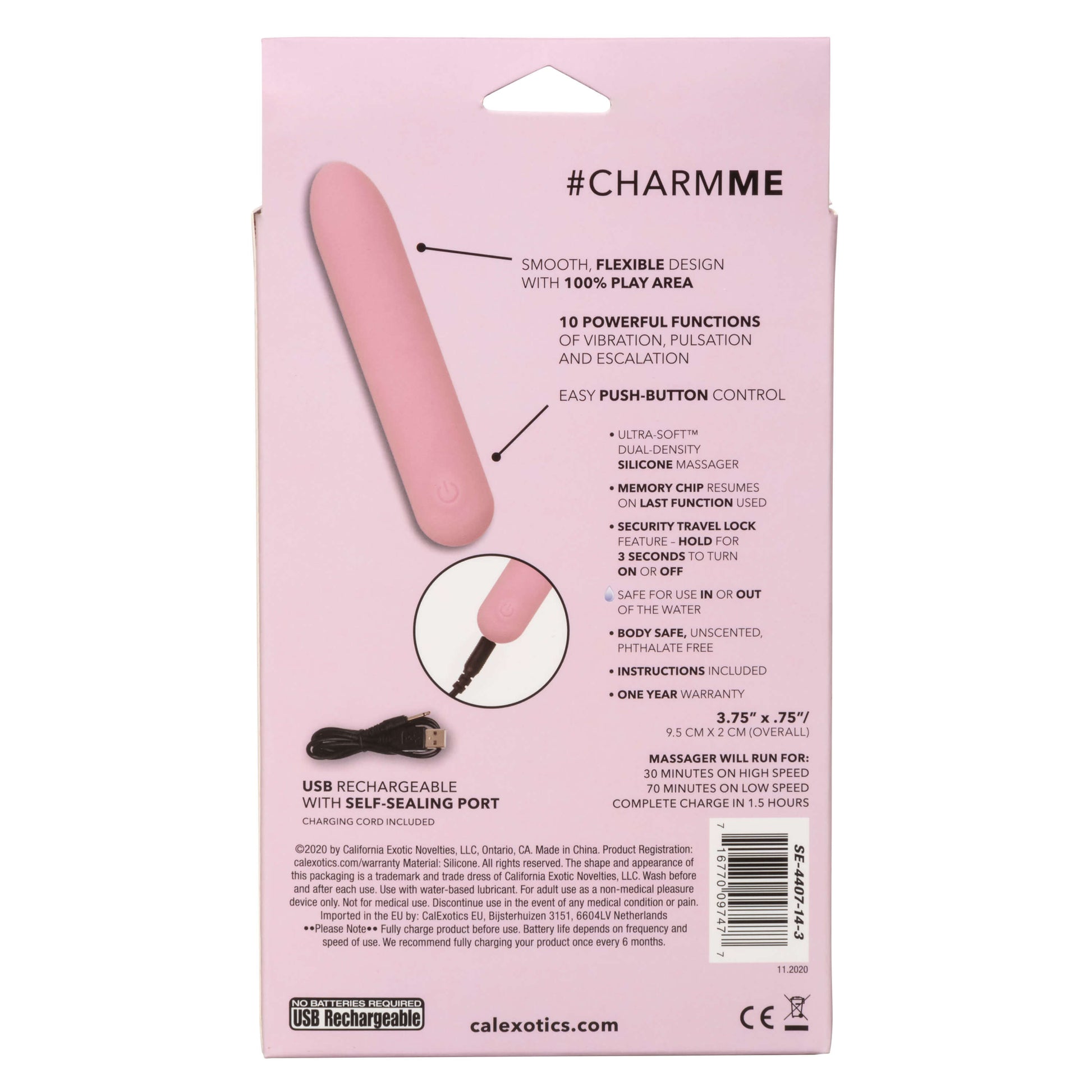 Slay #Charm Me Vibrator packaging - CalExotics - by The Bigger O - an online sex toy shop. We ship to USA, Canada and the UK.
