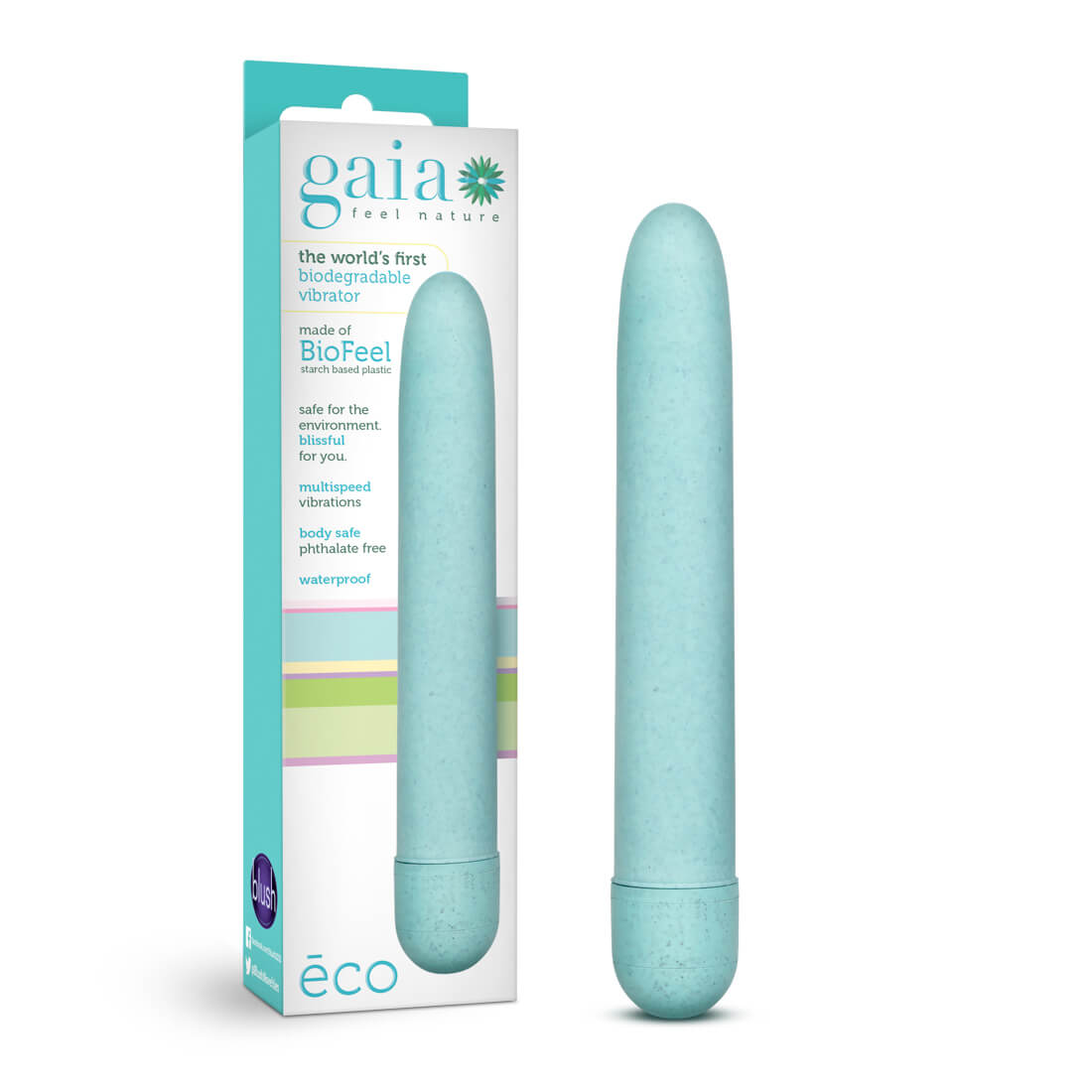 Package of Gaia Eco Biodegradable Vibrator - The Bigger O - online sex toy shop USA, Canada & UK shipping available