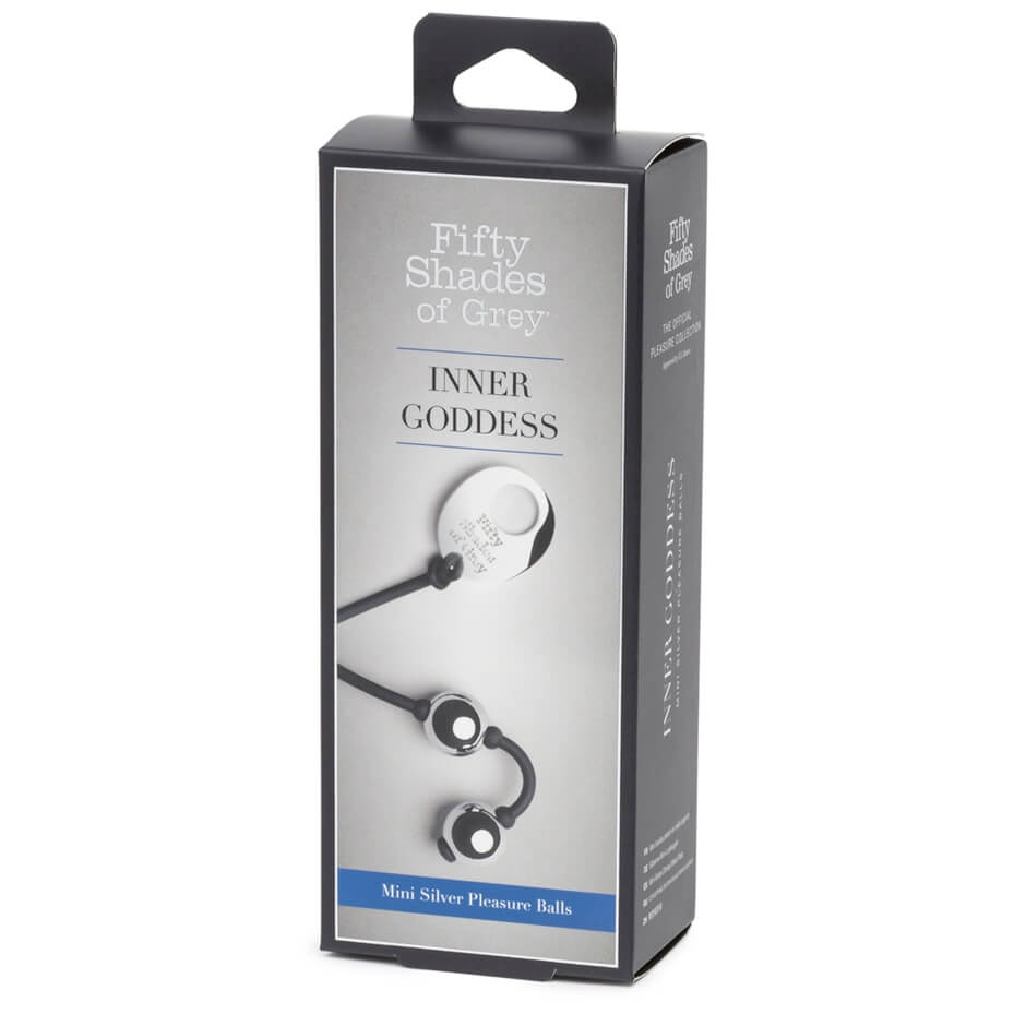 Package of the Fifty Shades Inner Goddess Mini Silver Pleasure Balls 3oz - The Bigger O online sex toy shop USA, Canada & UK shipping available