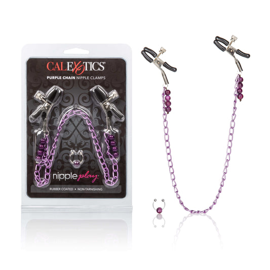 Purple Chain Nipple Clamps - CalExotics - The Bigger O - online sex toy shop USA, Canada & UK shipping available