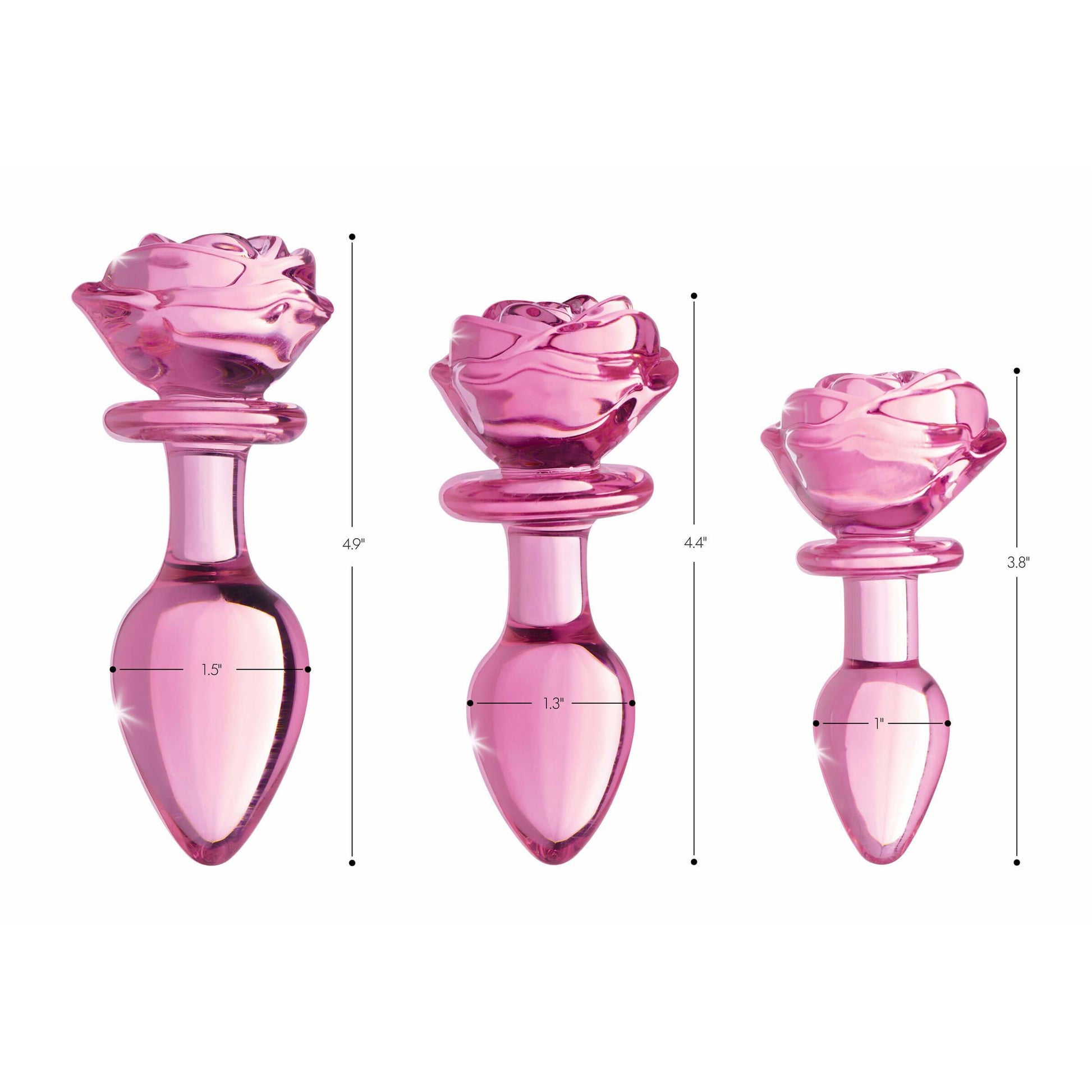 Booty Sparks Pink Rose Glass Anal Plug by The Bigger O - online sex toy shop USA, Canada & UK shipping available