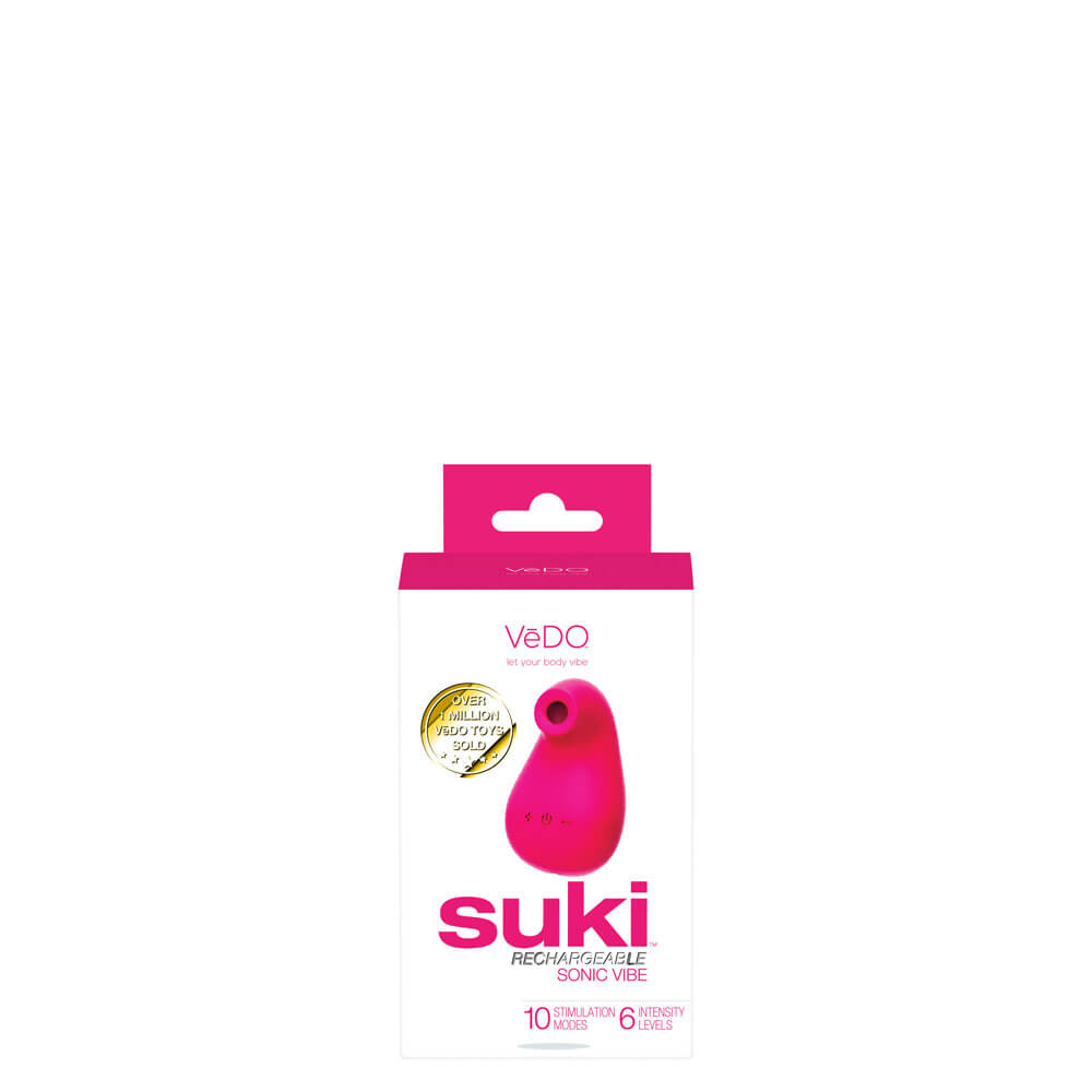 VeDO Suki Suction Vibrator packaging - by The Bigger O - an online sex toy shop. We ship to USA, Canada and the UK.