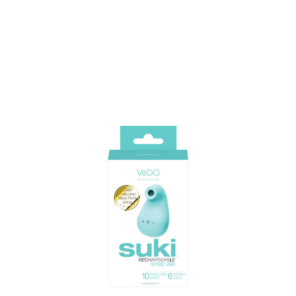 VeDO Suki Suction Vibrator packaging - by The Bigger O - an online sex toy shop. We ship to USA, Canada and the UK.